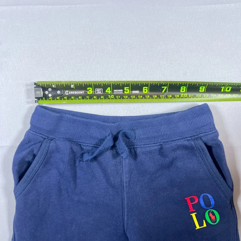 Polo Ralph Lauren Fleece Jogger Pants Kids 3-3T Navy Blue Logo Drawstring Waist
